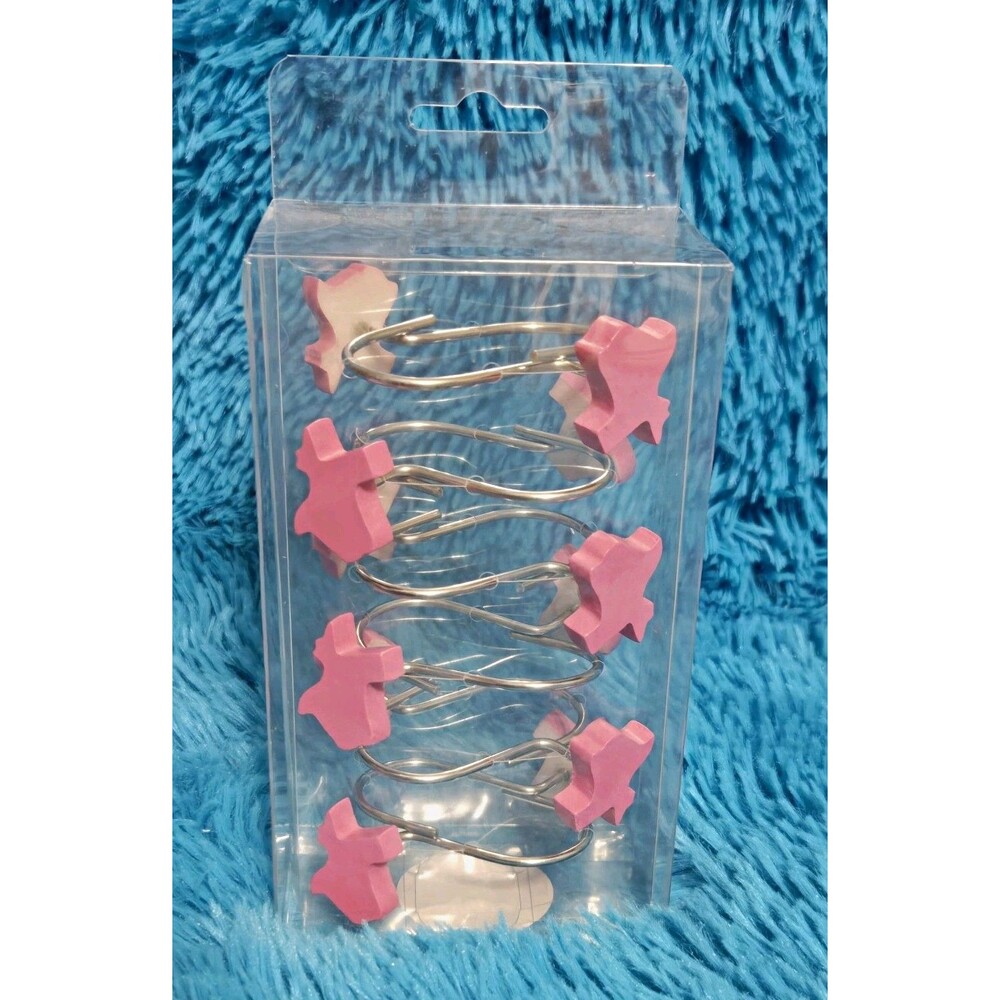 Destination Holiday Pink Texas Shower Curtain Hooks 12-Pack